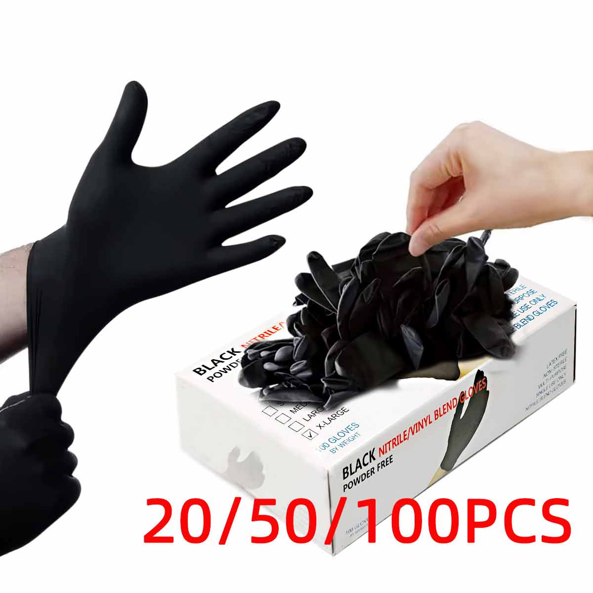 Rubber Glove Cleaning - 20/50/100 stuks zwarte vinylhandschoenen Food Grade